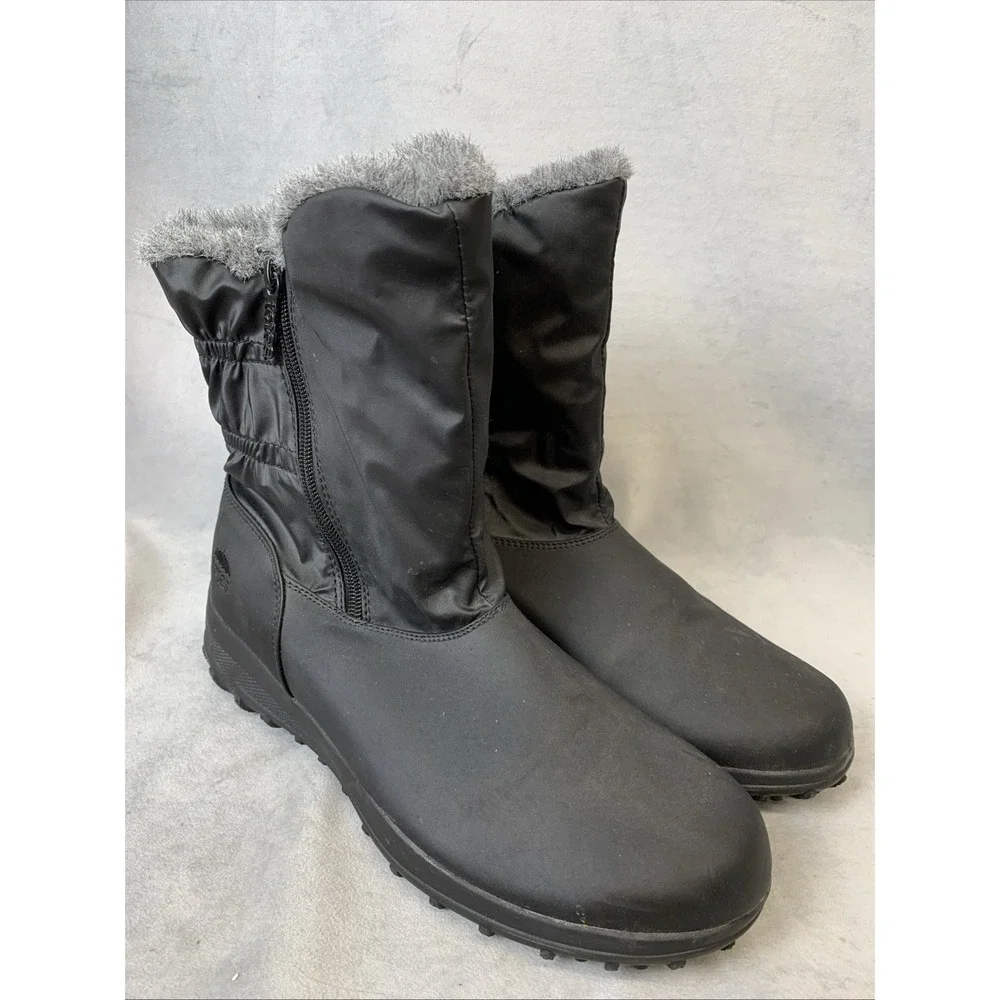 Totes Snow Boots Women's Size 10 M Rikki Black Faux Fur Lined Zip Up
